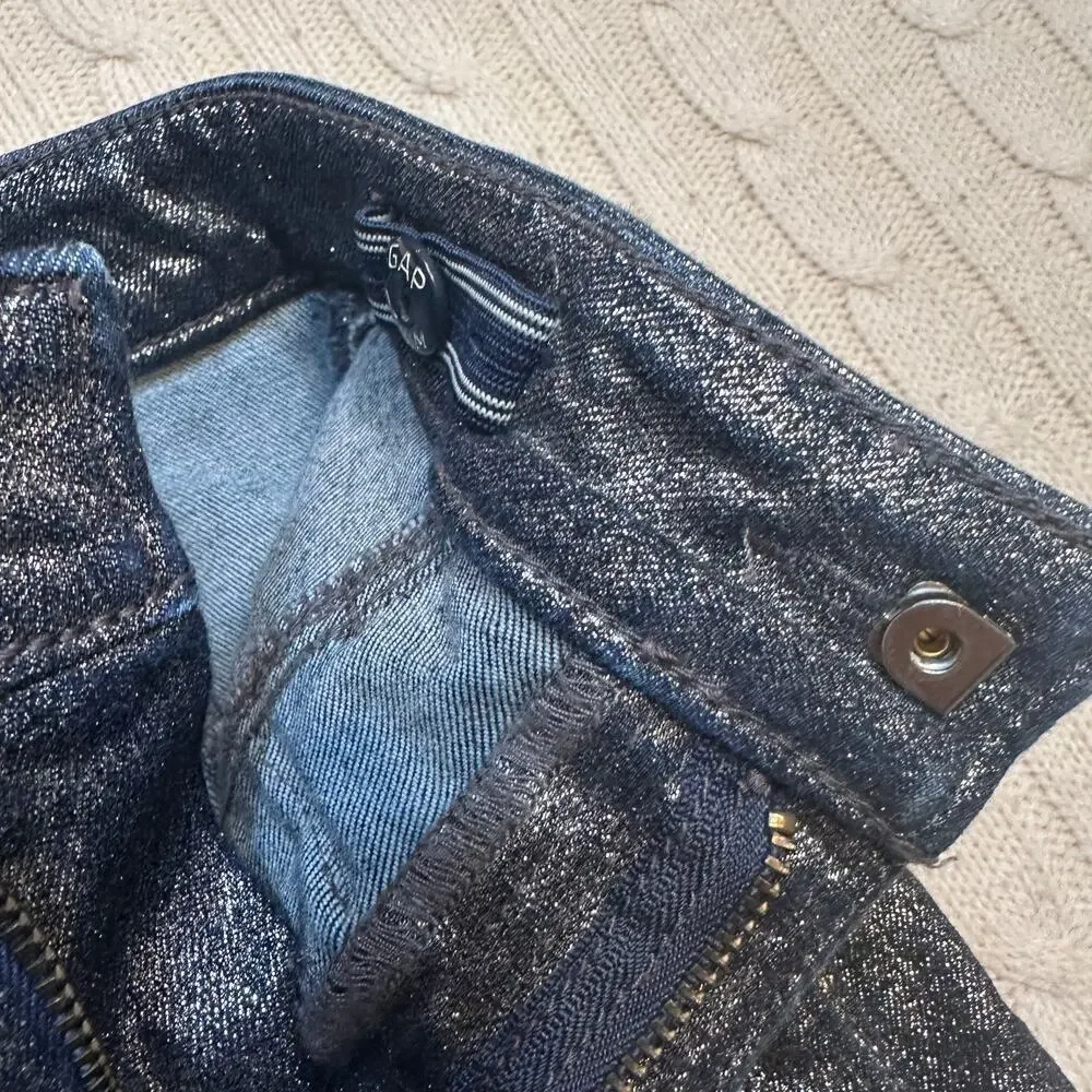 Gap Sparkly Denim Skirt sz 5 Adjustable Waist tabs